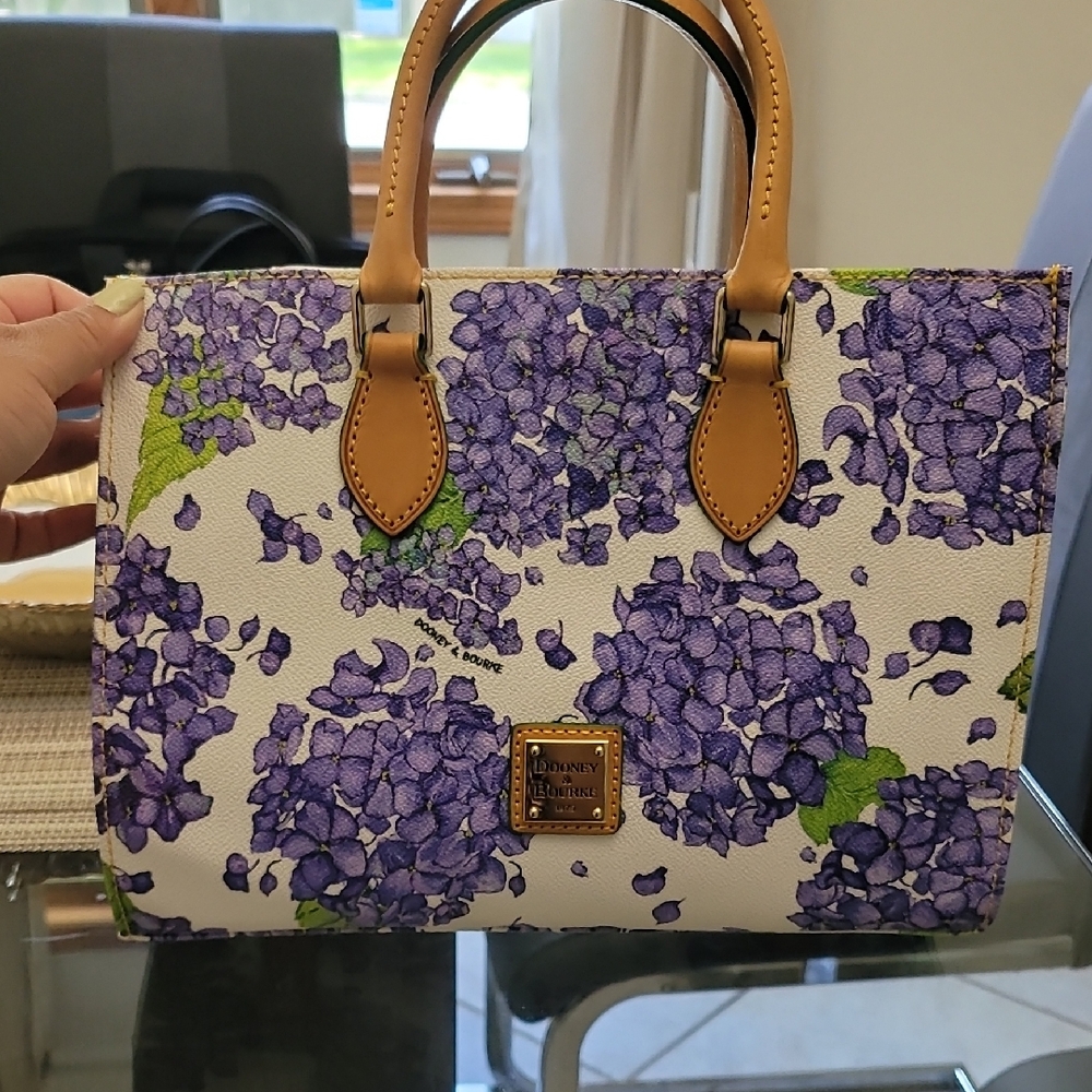 Dooney & Bourke Purple and White Floral Satchel